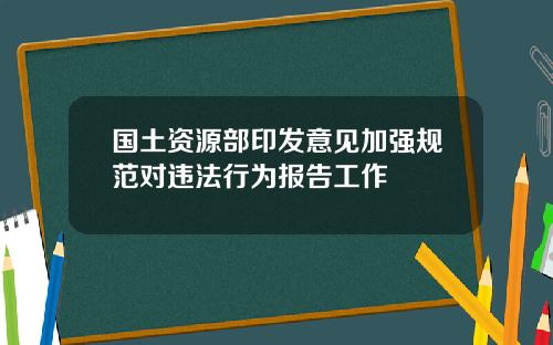 国土资源部印发意见加强规范对违法行为报告工作