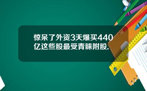 惊呆了外资3天爆买440亿这些股最受青睐附股.