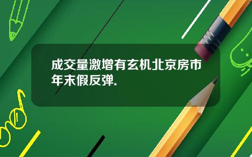 成交量激增有玄机北京房市年末假反弹.