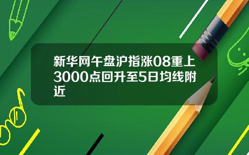 新华网午盘沪指涨08重上3000点回升至5日均线附近