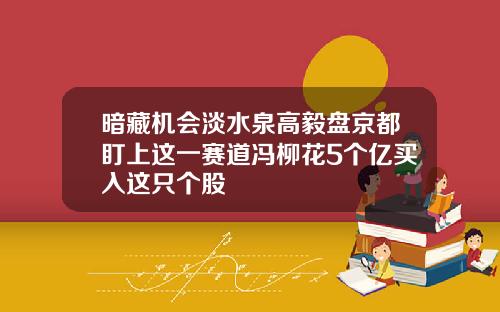 暗藏机会淡水泉高毅盘京都盯上这一赛道冯柳花5个亿买入这只个股