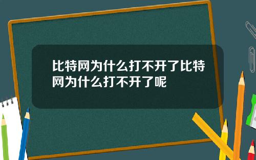 比特网为什么打不开了比特网为什么打不开了呢