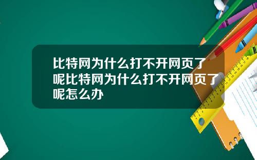 比特网为什么打不开网页了呢比特网为什么打不开网页了呢怎么办