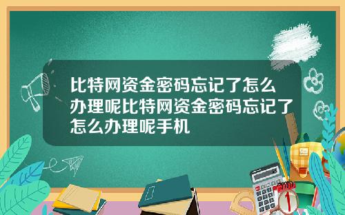 比特网资金密码忘记了怎么办理呢比特网资金密码忘记了怎么办理呢手机