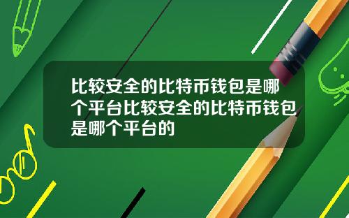 比较安全的比特币钱包是哪个平台比较安全的比特币钱包是哪个平台的