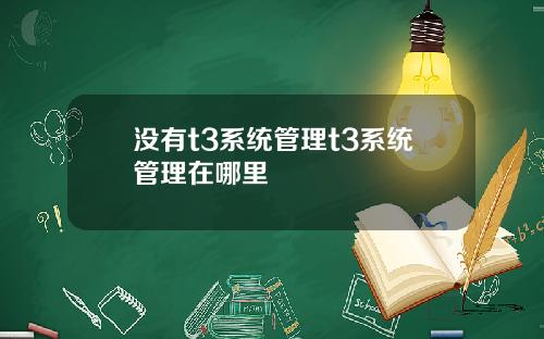 没有t3系统管理t3系统管理在哪里