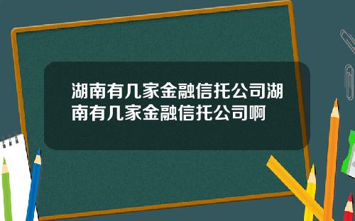 湖南有几家金融信托公司湖南有几家金融信托公司啊