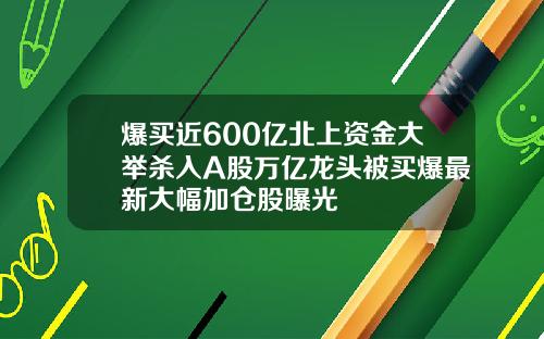 爆买近600亿北上资金大举杀入A股万亿龙头被买爆最新大幅加仓股曝光