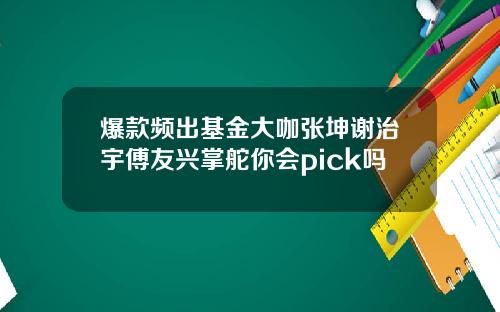 爆款频出基金大咖张坤谢治宇傅友兴掌舵你会pick吗