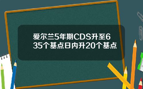 爱尔兰5年期CDS升至635个基点日内升20个基点