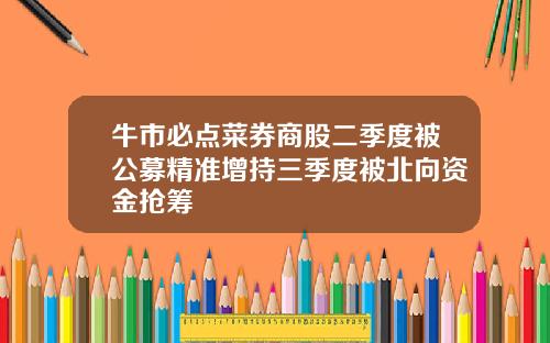 牛市必点菜券商股二季度被公募精准增持三季度被北向资金抢筹