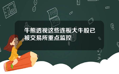 牛熊透视这些连板大牛股已被交易所重点监控