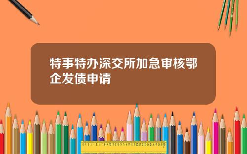 特事特办深交所加急审核鄂企发债申请