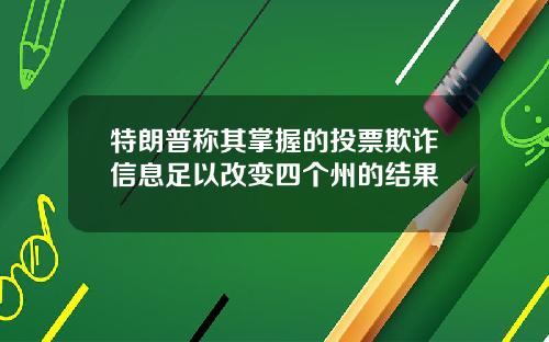 特朗普称其掌握的投票欺诈信息足以改变四个州的结果