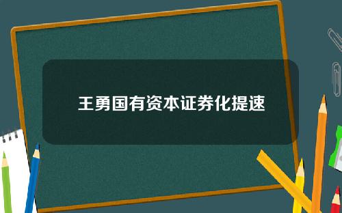 王勇国有资本证券化提速