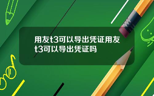 用友t3可以导出凭证用友t3可以导出凭证吗