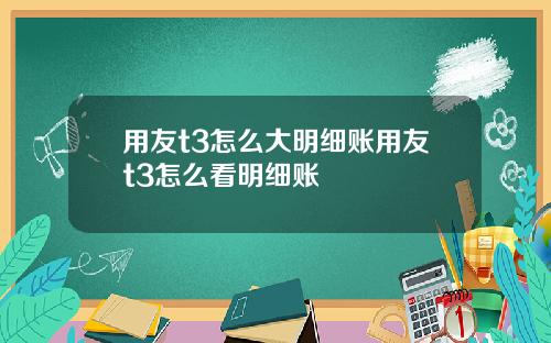 用友t3怎么大明细账用友t3怎么看明细账