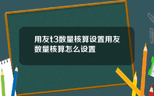 用友t3数量核算设置用友数量核算怎么设置