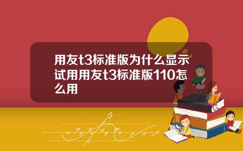 用友t3标准版为什么显示试用用友t3标准版110怎么用