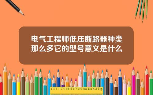 电气工程师低压断路器种类那么多它的型号意义是什么