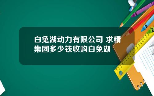 白兔湖动力有限公司 求精集团多少钱收购白兔湖