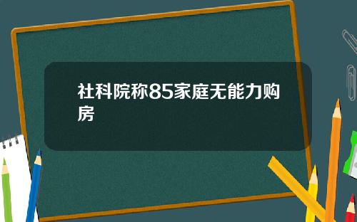 社科院称85家庭无能力购房