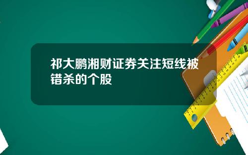 祁大鹏湘财证券关注短线被错杀的个股