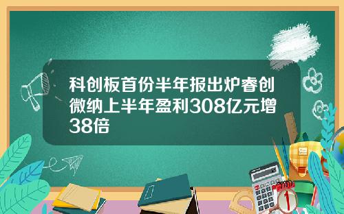 科创板首份半年报出炉睿创微纳上半年盈利308亿元增38倍