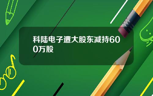 科陆电子遭大股东减持600万股