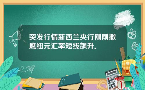 突发行情新西兰央行刚刚撒鹰纽元汇率短线飙升.