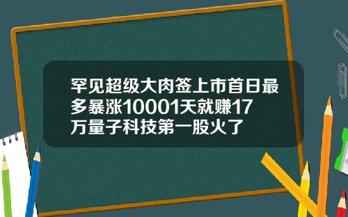 罕见超级大肉签上市首日最多暴涨10001天就赚17万量子科技第一股火了