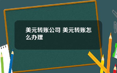 美元转账公司 美元转账怎么办理