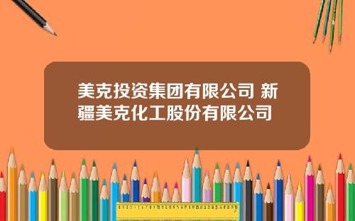 美克投资集团有限公司 新疆美克化工股份有限公司