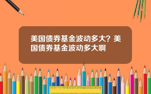 美国债券基金波动多大？美国债券基金波动多大啊