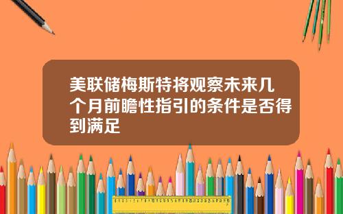 美联储梅斯特将观察未来几个月前瞻性指引的条件是否得到满足