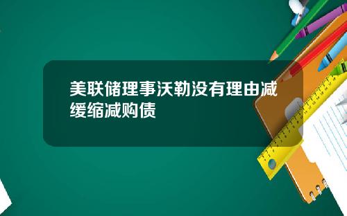 美联储理事沃勒没有理由减缓缩减购债