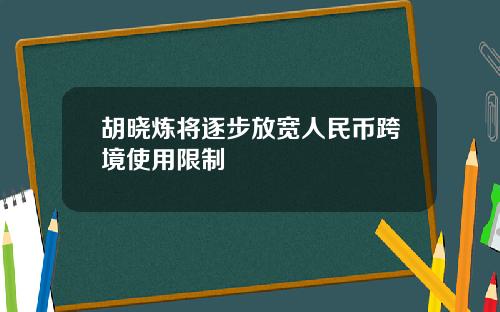 胡晓炼将逐步放宽人民币跨境使用限制