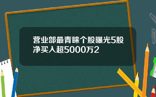 营业部最青睐个股曝光5股净买入超5000万2