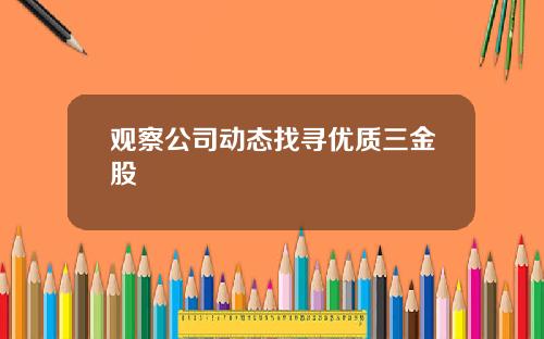 观察公司动态找寻优质三金股