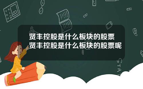 贤丰控股是什么板块的股票贤丰控股是什么板块的股票呢