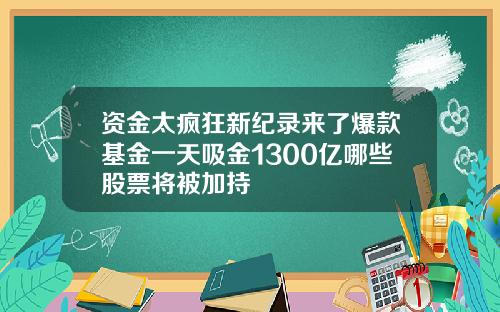 资金太疯狂新纪录来了爆款基金一天吸金1300亿哪些股票将被加持