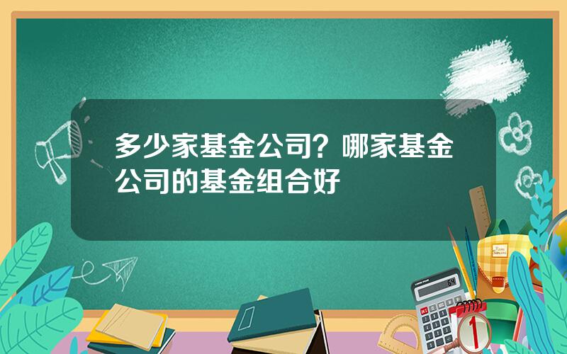 多少家基金公司？哪家基金公司的基金组合好