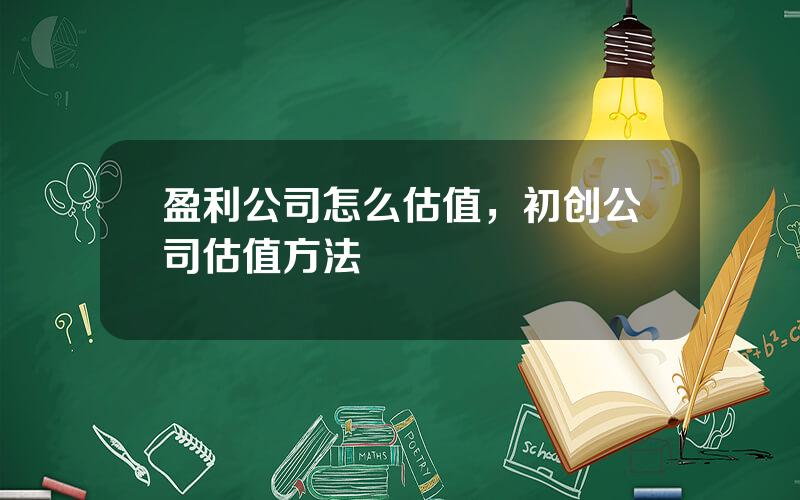 盈利公司怎么估值，初创公司估值方法