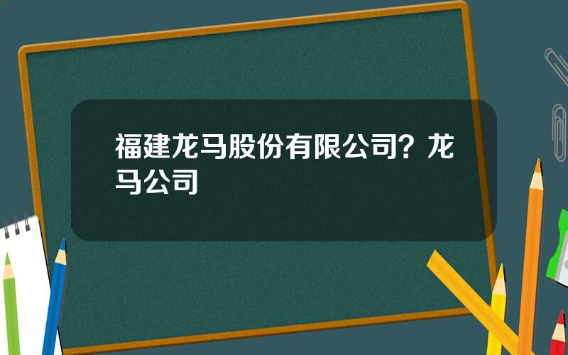 福建龙马股份有限公司？龙马公司