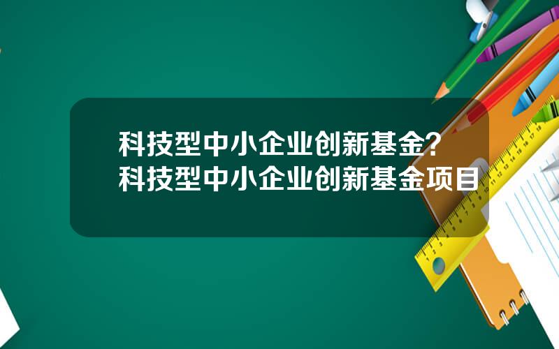 科技型中小企业创新基金？科技型中小企业创新基金项目