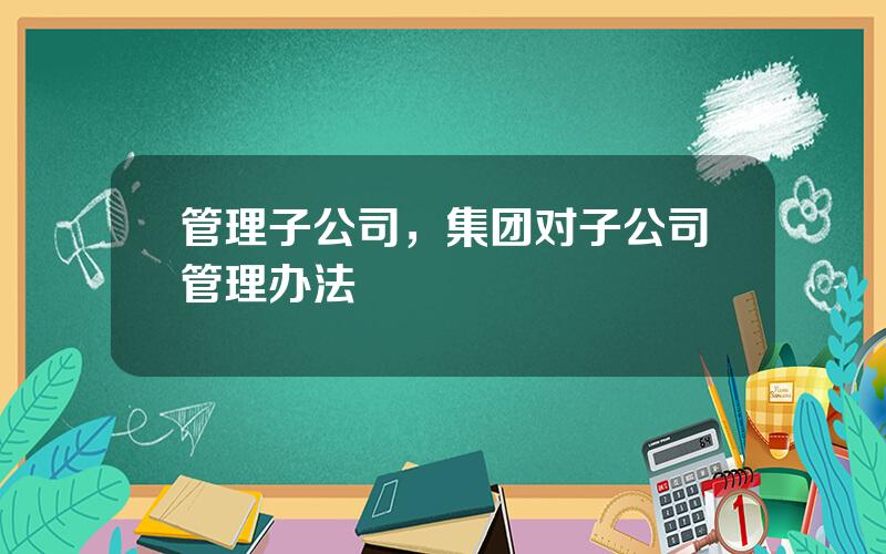 管理子公司，集团对子公司管理办法