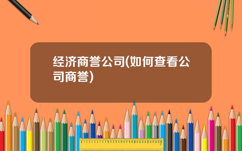 经济商誉公司(如何查看公司商誉)