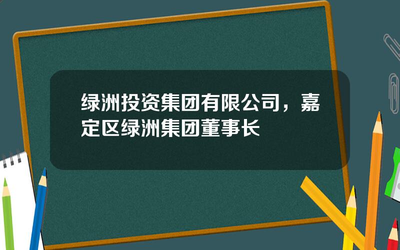 绿洲投资集团有限公司，嘉定区绿洲集团董事长