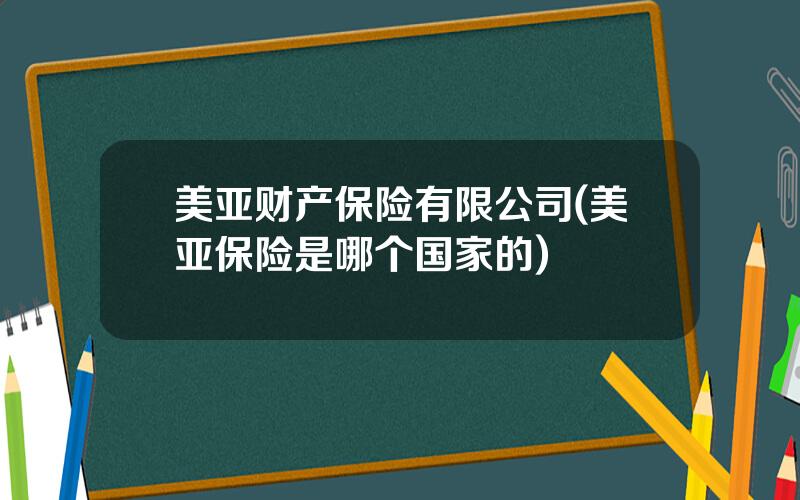 美亚财产保险有限公司(美亚保险是哪个国家的)