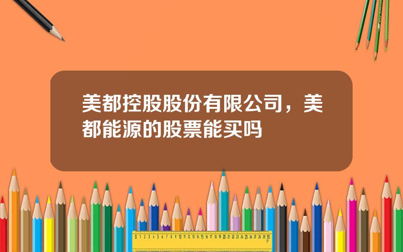 美都控股股份有限公司，美都能源的股票能买吗